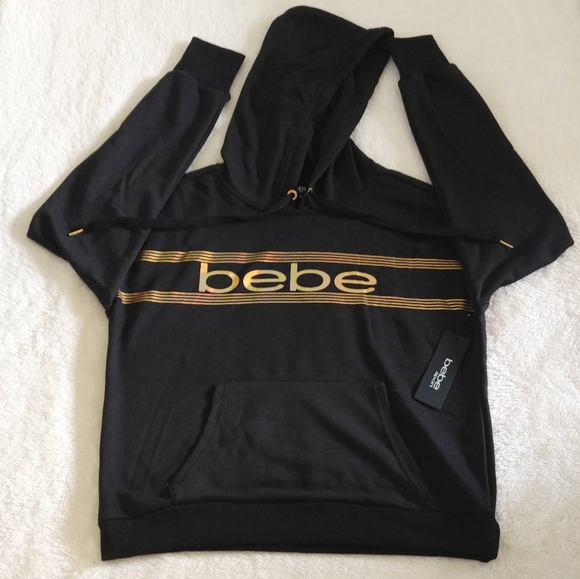 bebe Sport⛹️ Logo Print Hoodie with Thumb👍 Holes - Picture 1 of 12